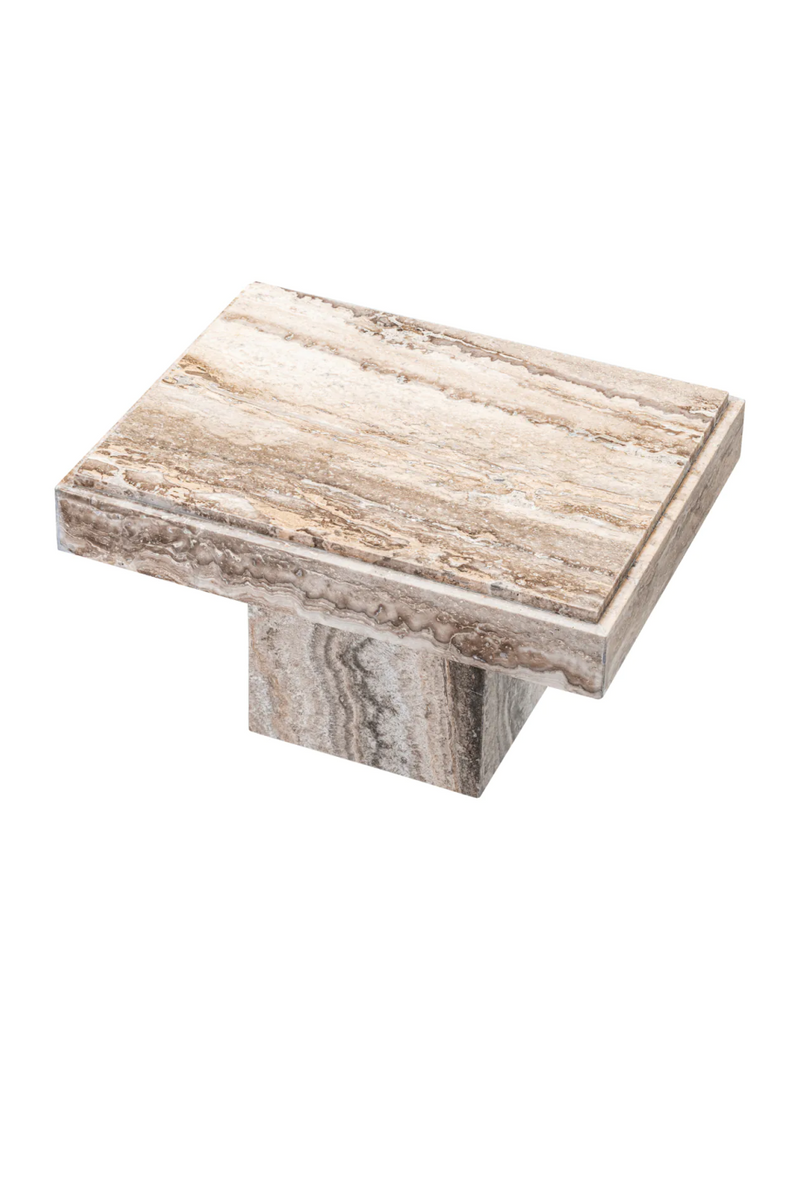 Table d'appoint rectangulaire en travertin argente | Eichholtz Sartoria | OROA.fr