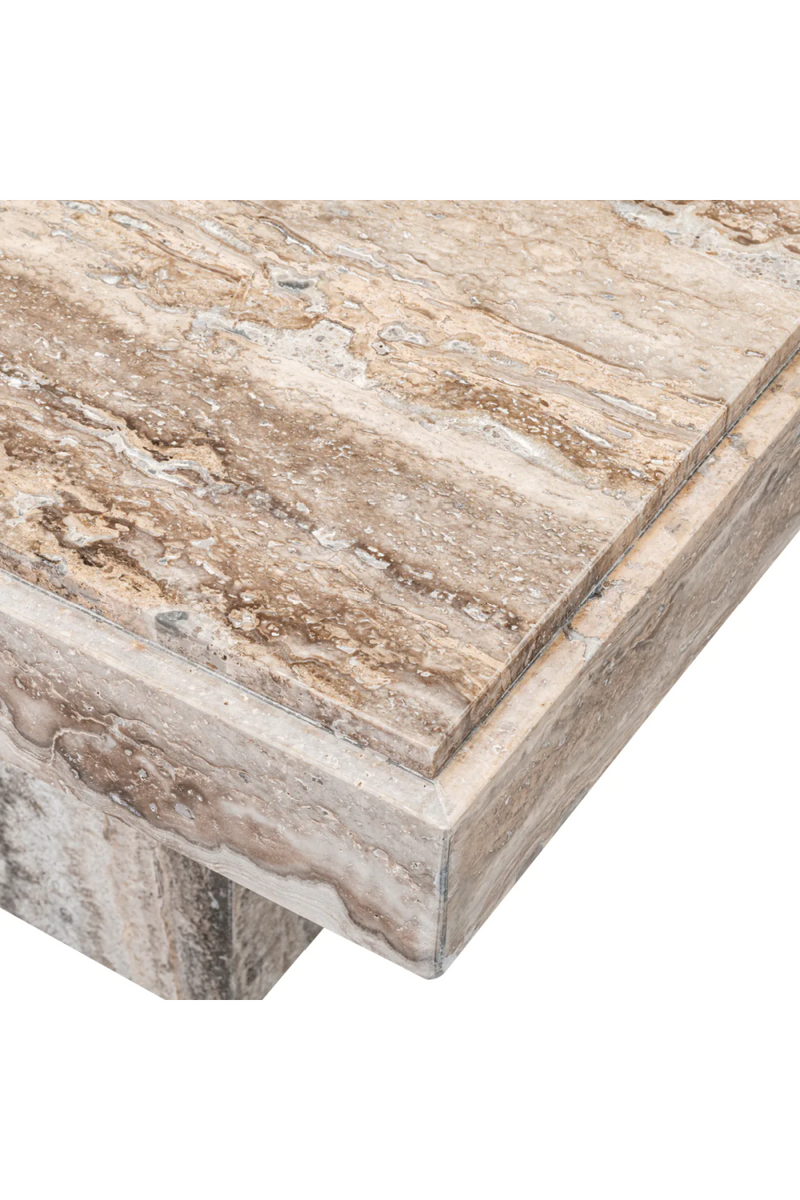 Table d'appoint rectangulaire en travertin argente | Eichholtz Sartoria | OROA.fr