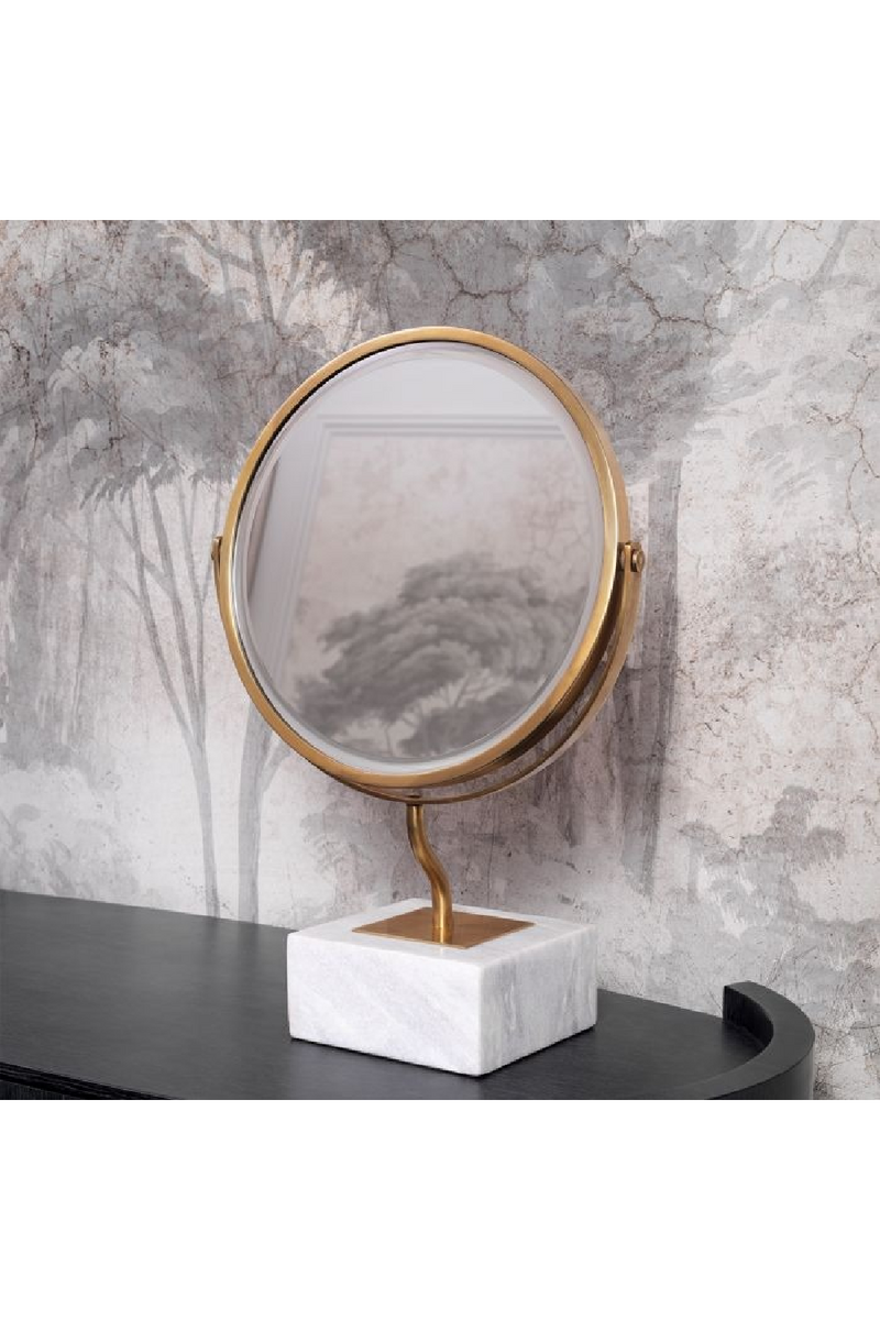 Miroir De Table Rond En Laiton Vintage | Eichholtz Jovanni | OROA.fr