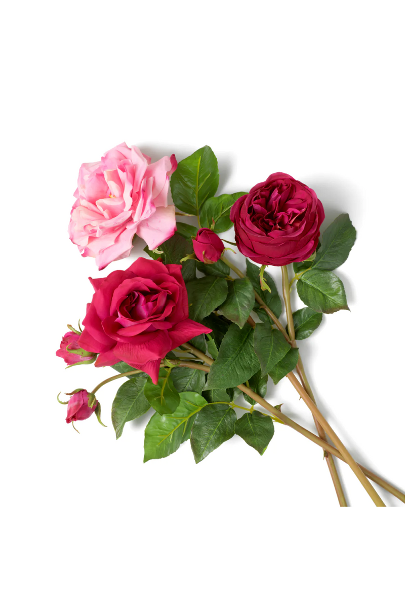 Bouquet de fleurs artificielles rose rouge à trois tons (72 pièces) | Eichholtz Roses | OROA.fr
