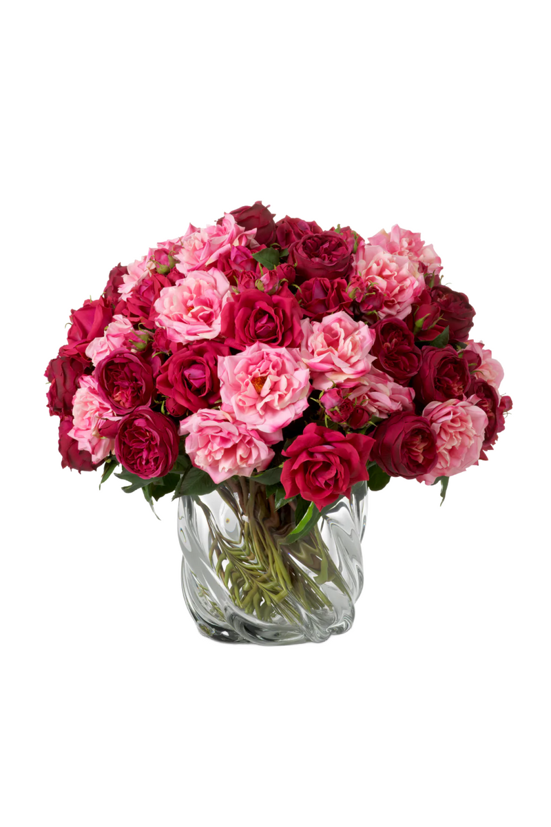 Bouquet de fleurs artificielles rose rouge à trois tons (72 pièces) | Eichholtz Roses | OROA.fr