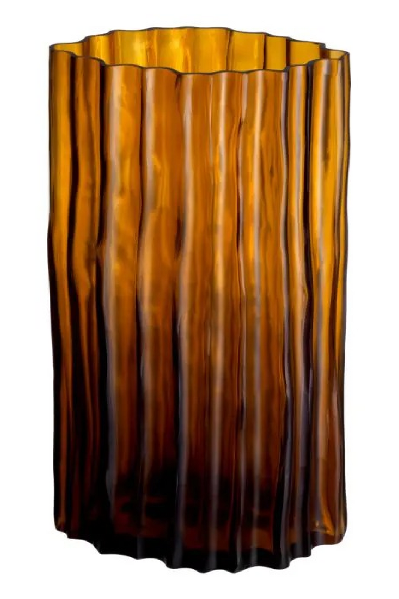 Vase en verre ambré cannelé | Eichholtz Vivente | OROA.fr