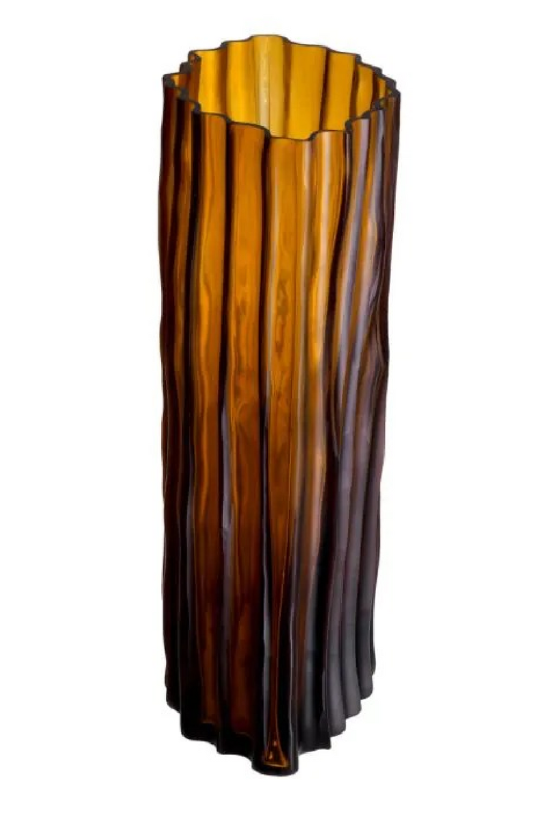 Vase en verre ambré cannelé | Eichholtz Vivente | OROA.fr