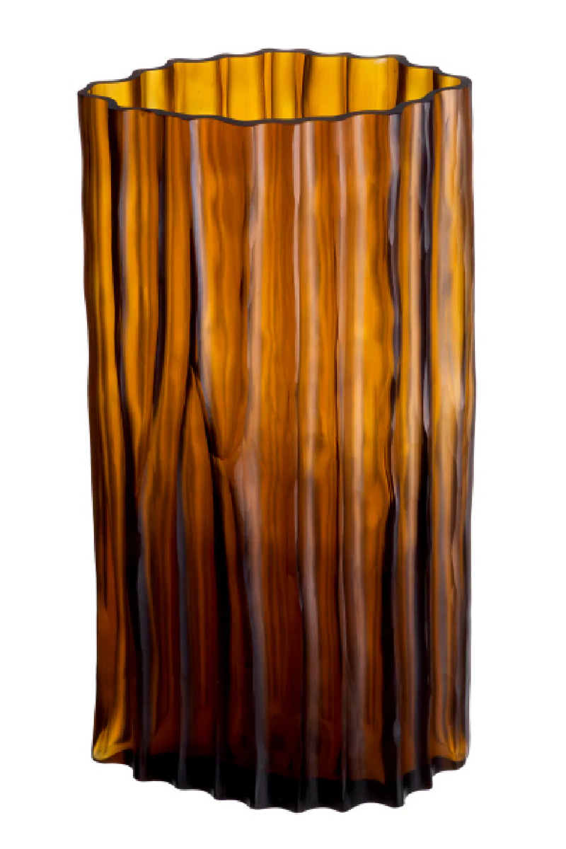 Vase en verre ambré cannelé | Eichholtz Vivente | OROA.fr