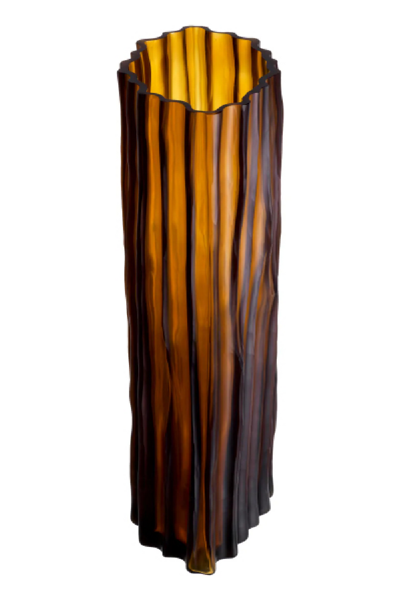 Vase en verre ambré cannelé | Eichholtz Vivente | OROA.fr