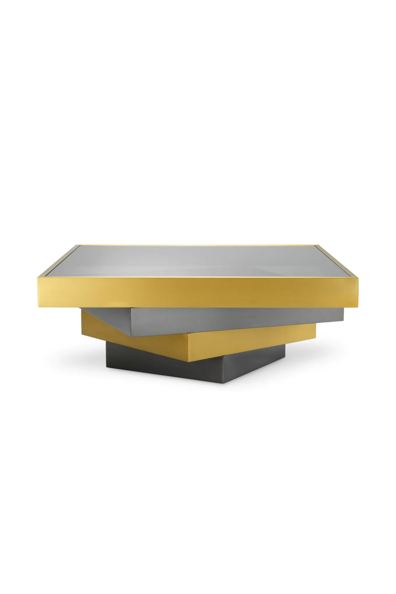 Table basse a niveaux en verre fume | Eichholtz Zamora | OROA.fr