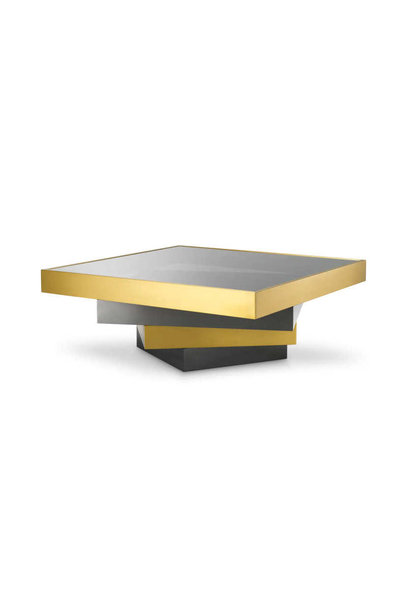 Table basse a niveaux en verre fume | Eichholtz Zamora | OROA.fr