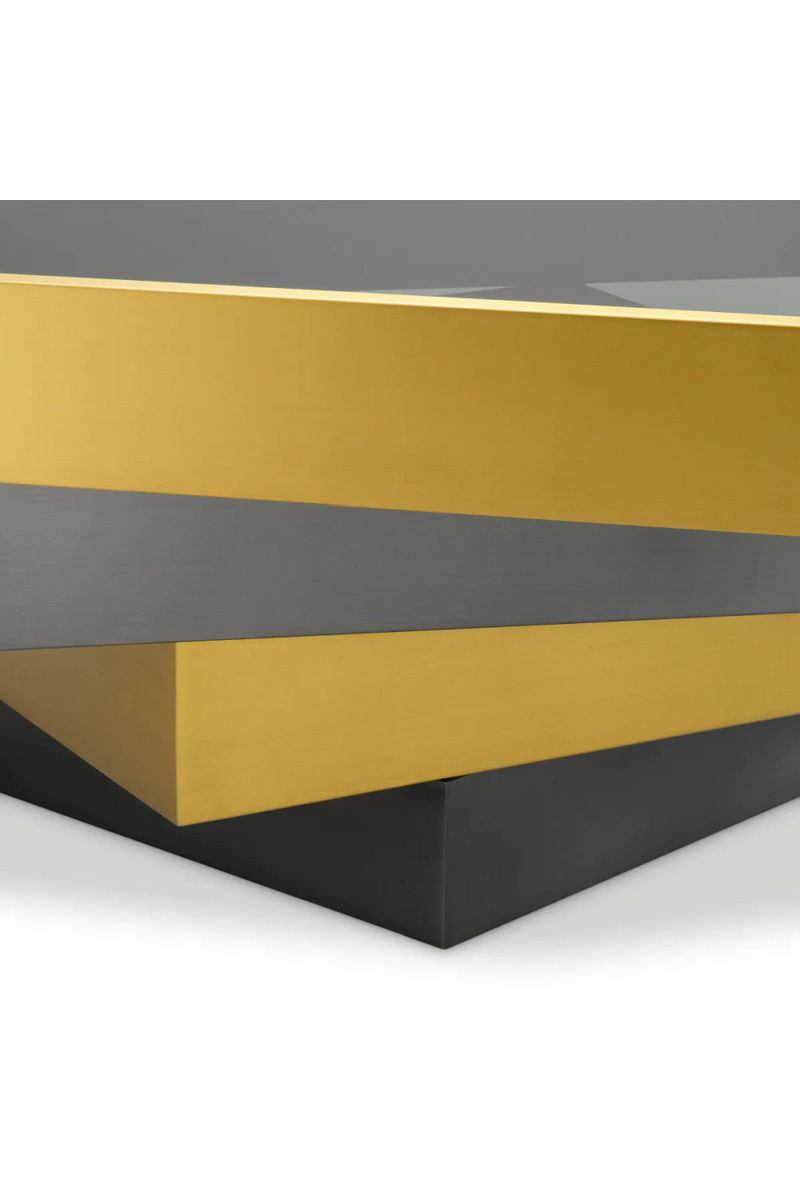 Table basse a niveaux en verre fume | Eichholtz Zamora | OROA.fr