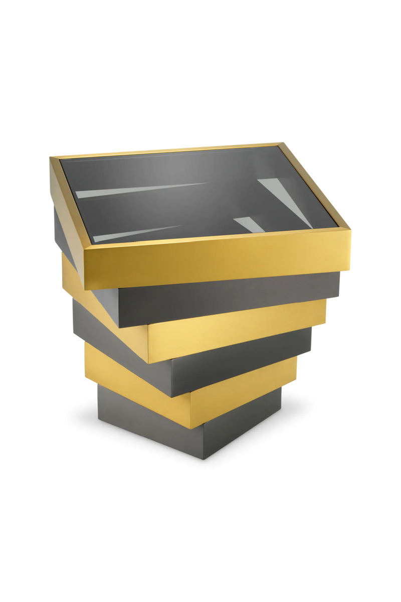 Table d appoint a niveaux en verre fume | Eichholtz Zamora | OROA.fr