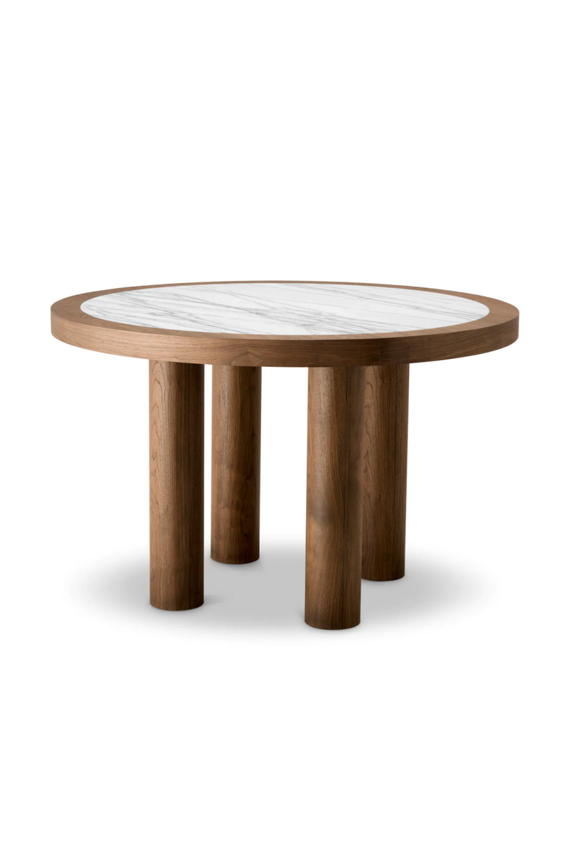 Table de salle a manger ronde en placage de noyer | Eichholtz Presedio | OROA.fr