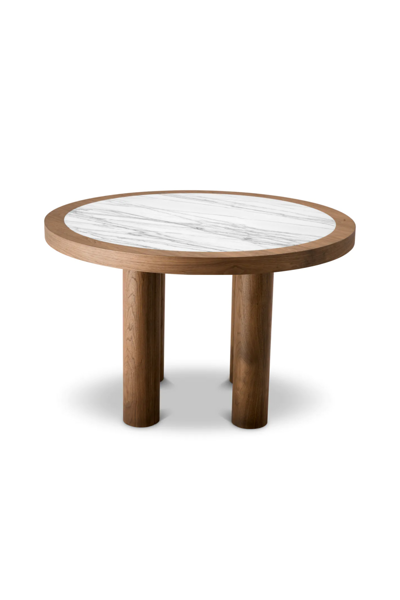 Table de salle a manger ronde en placage de noyer | Eichholtz Presedio | OROA.fr