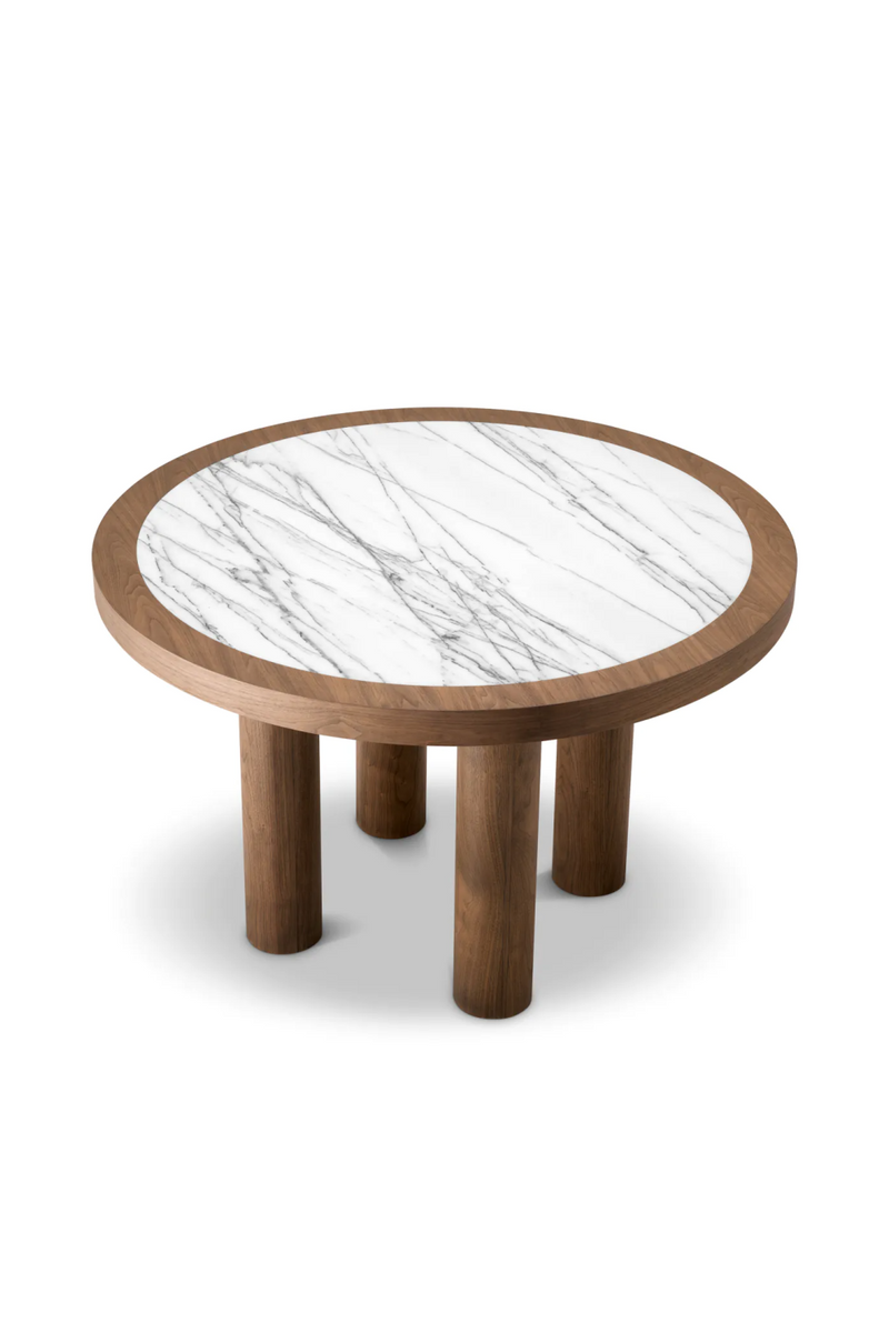 Table de salle a manger ronde en placage de noyer | Eichholtz Presedio | OROA.fr