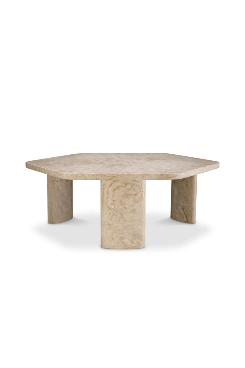 Table basse hexagonale en travertin | Eichholtz Zenitho | OROA.fr