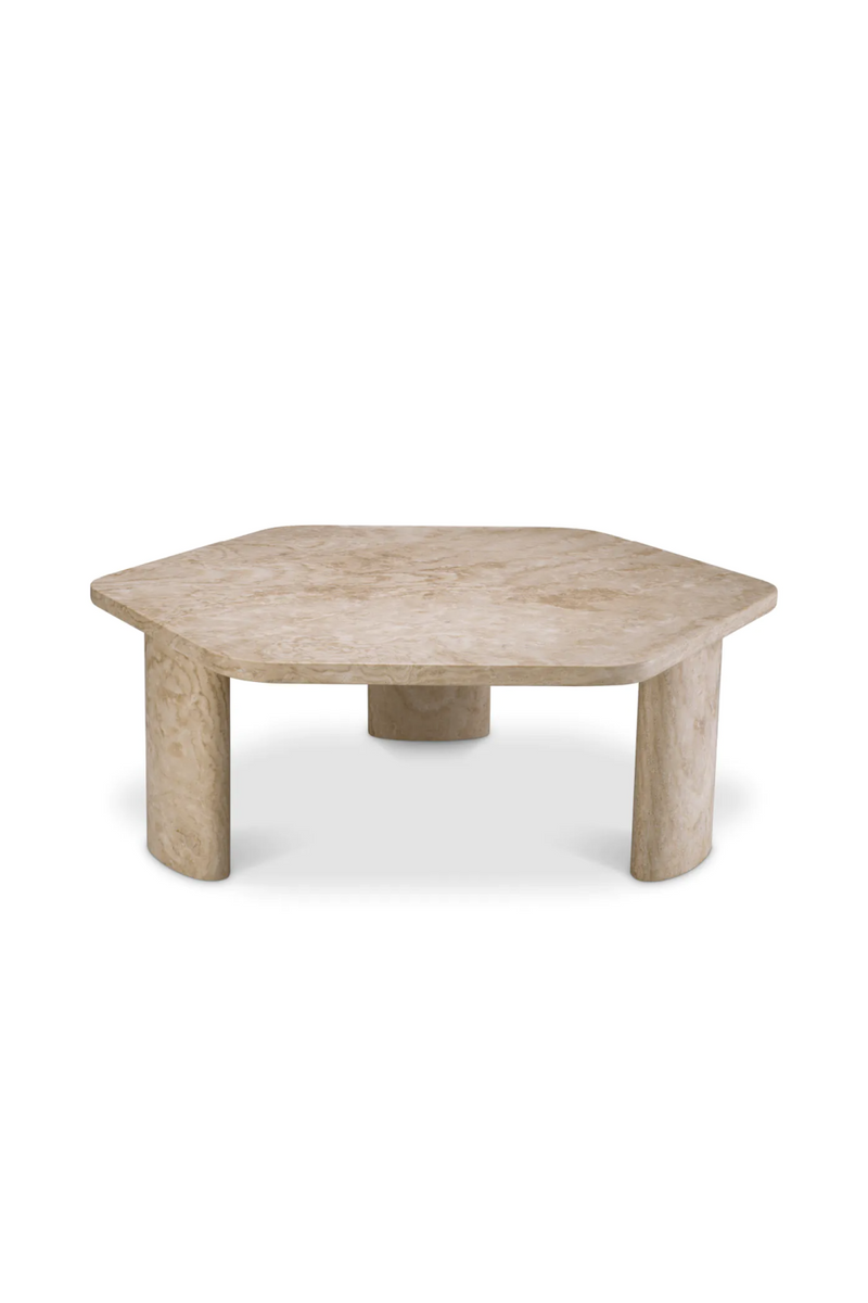 Table basse hexagonale en travertin | Eichholtz Zenitho | OROA.fr