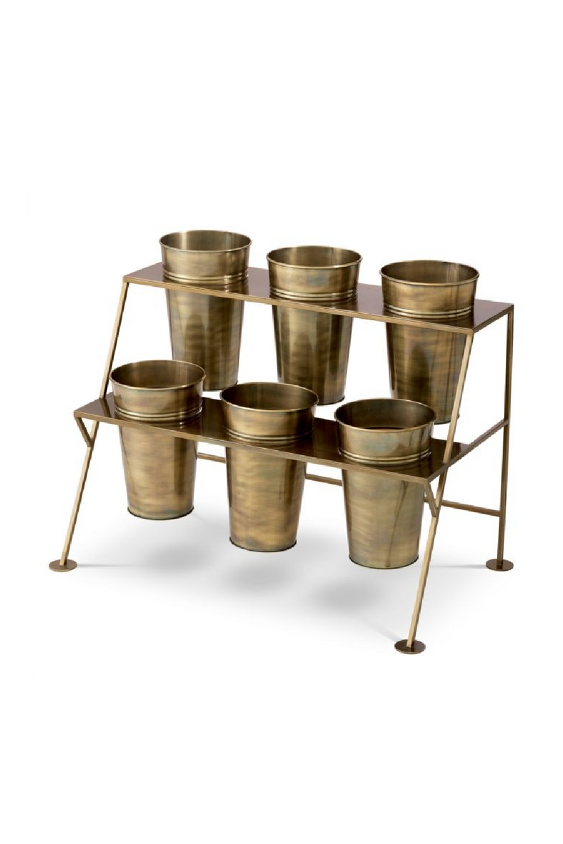 Étagère De Présentation A 6 Seaux En Laiton Vintage | Eichholtz Maison des Fleurs | OROA.fr
