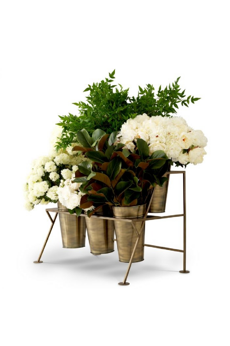 Étagère De Présentation A 6 Seaux En Laiton Vintage | Eichholtz Maison des Fleurs | OROA.fr