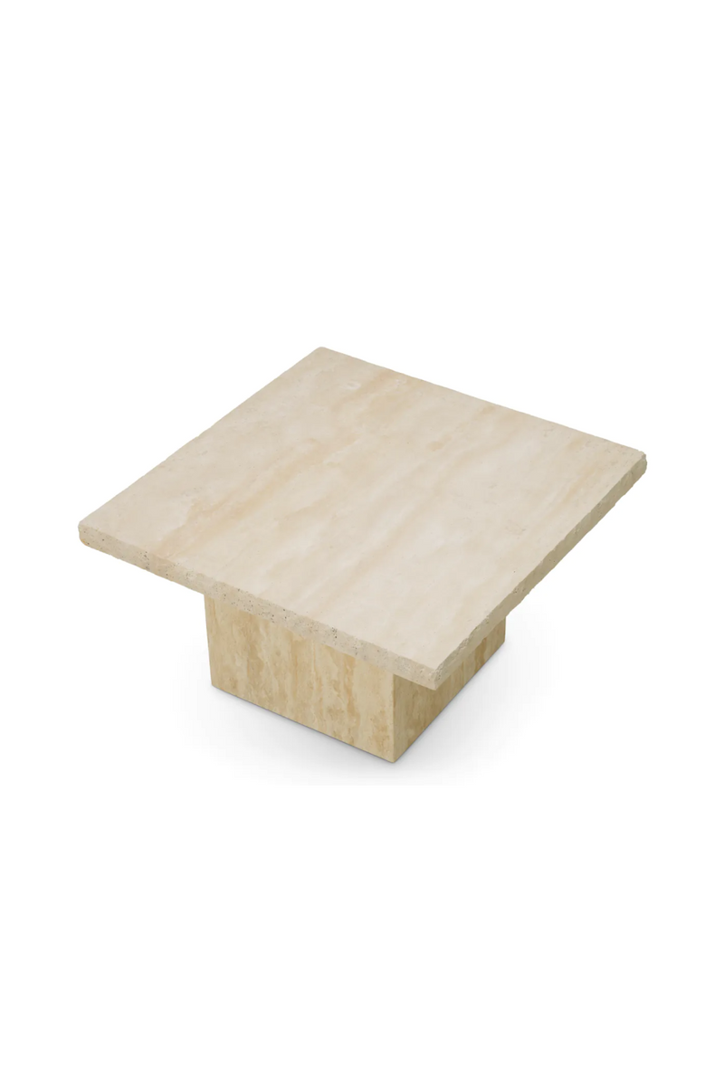 Table basse en travertin carré | Eichholtz Villeroy | OROA.fr