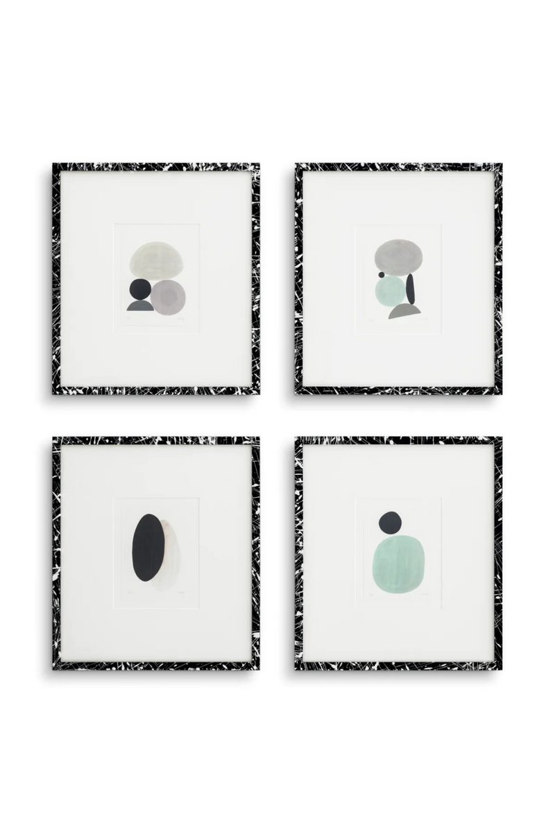 Impression artistique en bois noir et cristal (set de 4) | Eichholtz Valentina Ravagni | Meubleluxe.fr