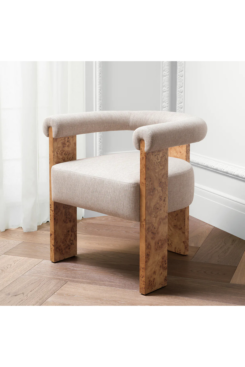 Chaise de Salle à Manger Courbée en Ronce de Noyer Mappa | Eichholtz Percy | OROA.fr
