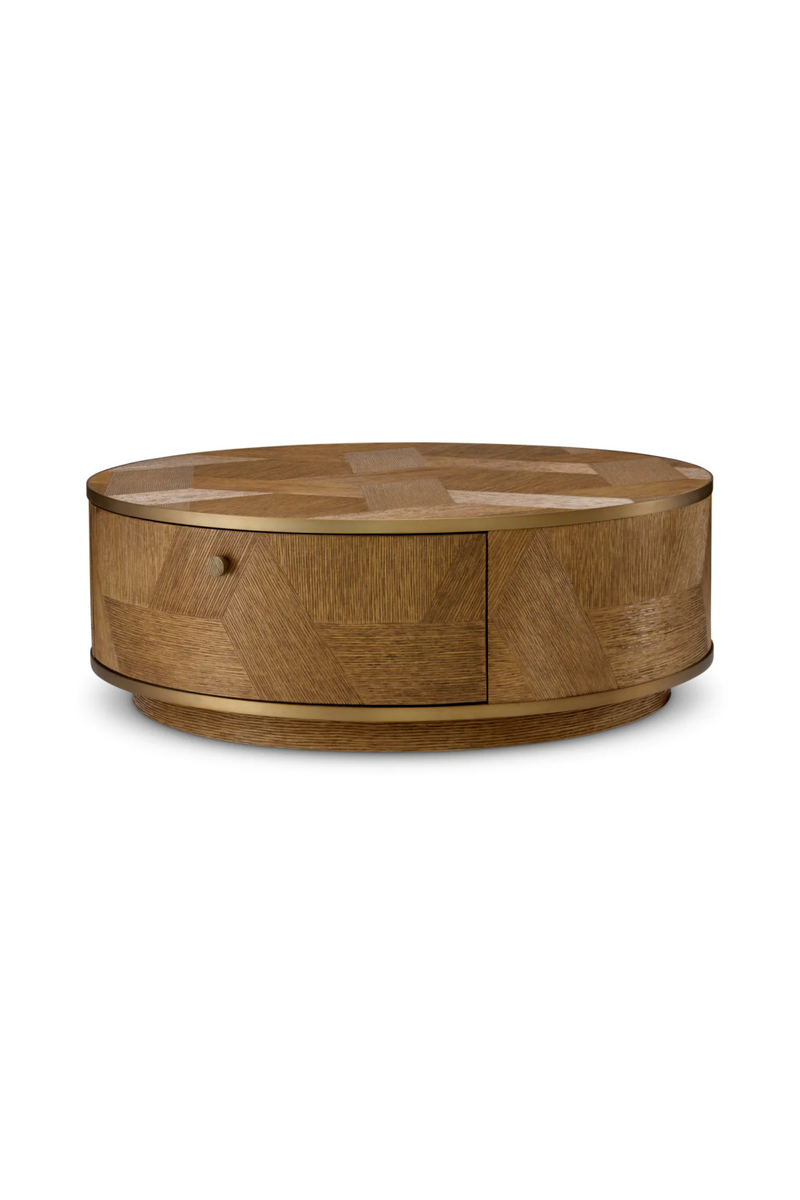 Table Basse 1 Tiroir en Chêne Sculpté | Eichholtz Velutto | OROA.fr