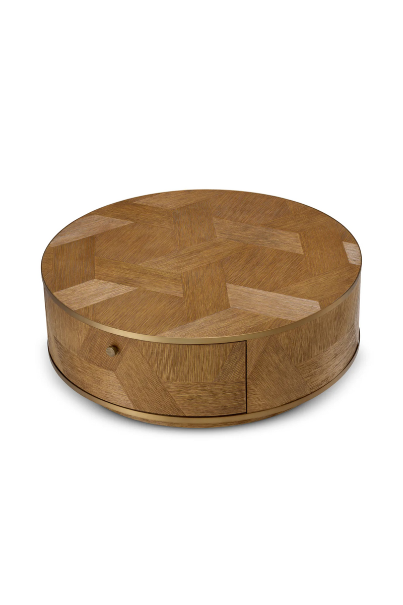 Table Basse 1 Tiroir en Chêne Sculpté | Eichholtz Velutto | OROA.fr