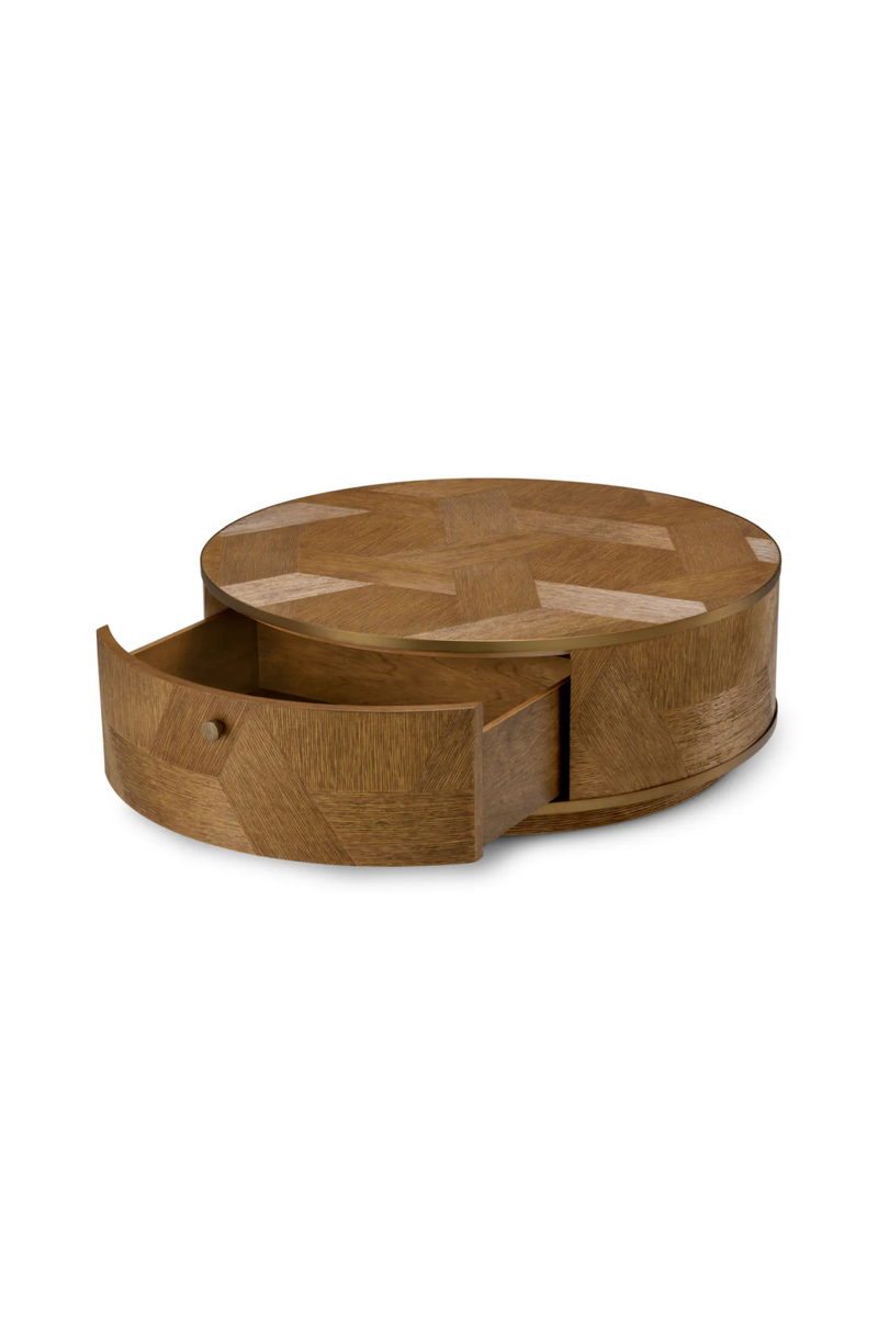 Table Basse 1 Tiroir en Chêne Sculpté | Eichholtz Velutto | OROA.fr