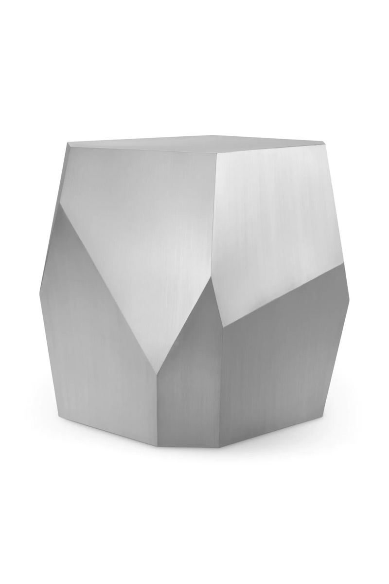 Table D’appoint Facettée en Acier Brossé | Eichholtz Ramiro | OROA.fr