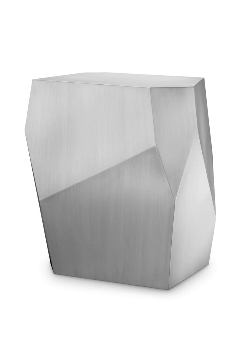Table D’appoint Facettée en Acier Brossé | Eichholtz Ramiro | OROA.fr