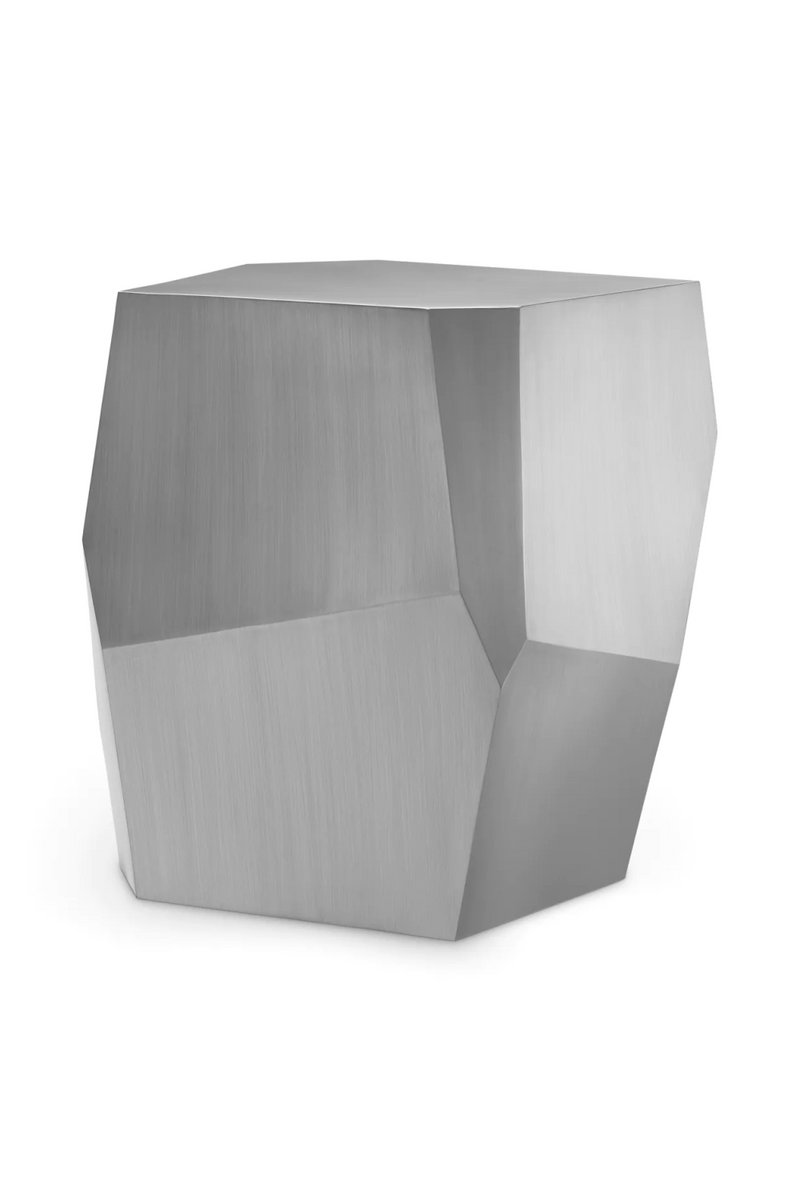 Table D’appoint Facettée en Acier Brossé | Eichholtz Ramiro | OROA.fr