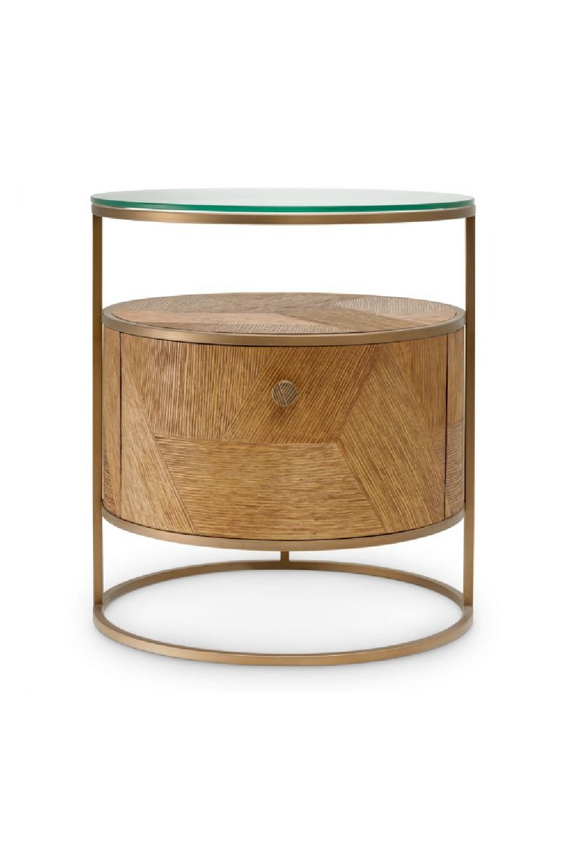 Table De Nuit En Chêne Sculpté A 1 Tiroir | Eichholtz Velutto | OROA.fr