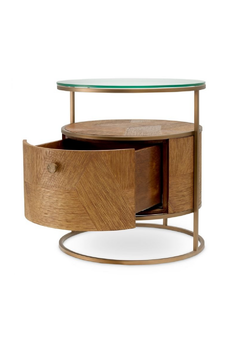 Table De Nuit En Chêne Sculpté A 1 Tiroir | Eichholtz Velutto | OROA.fr