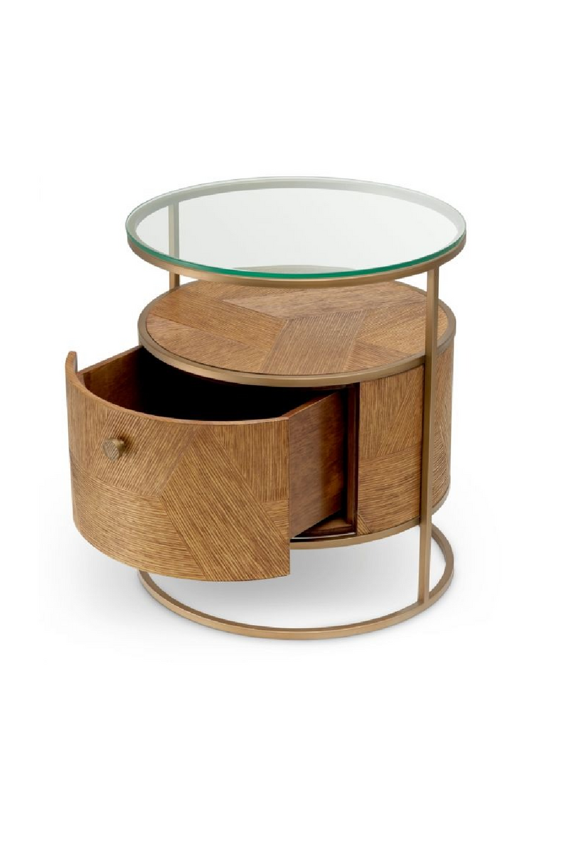 Table De Nuit En Chêne Sculpté A 1 Tiroir | Eichholtz Velutto | OROA.fr