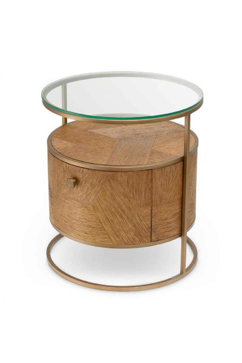 Table De Nuit En Chêne Sculpté A 1 Tiroir | Eichholtz Velutto | OROA.fr