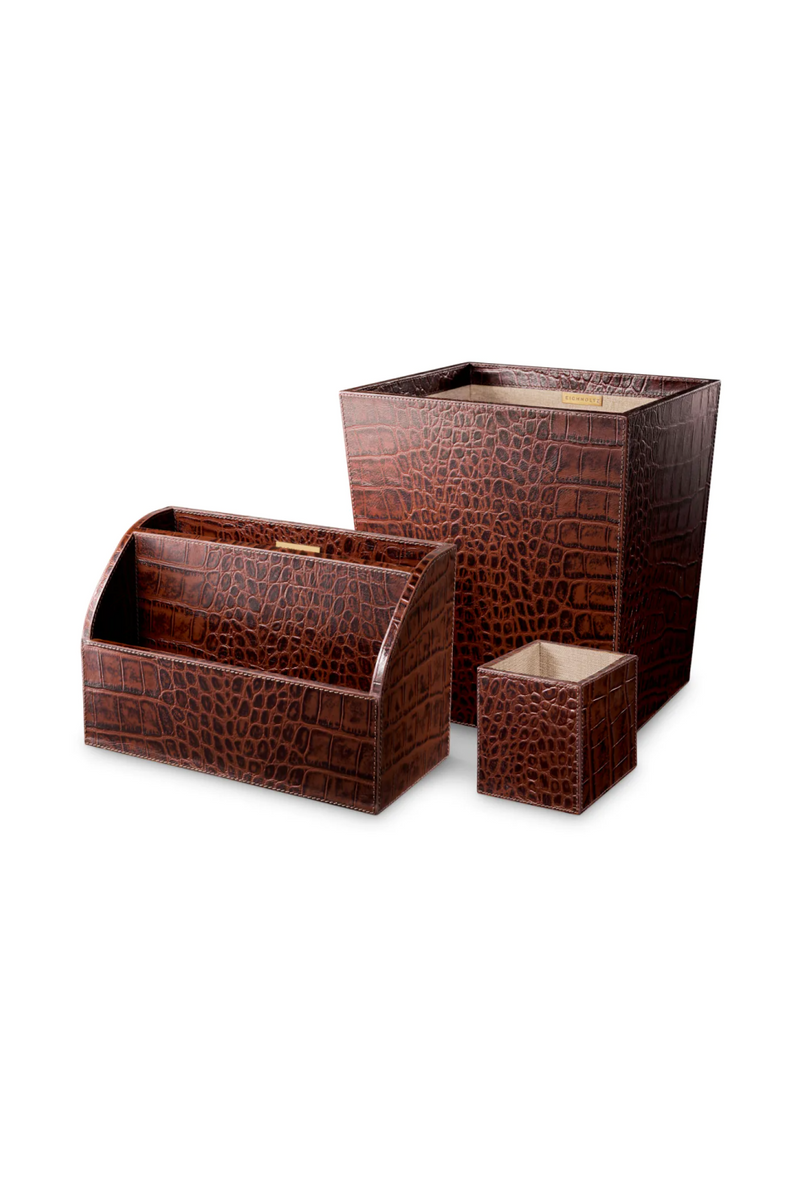 Organisateurs de bureau en cuir embosse croco (3) | Eichholtz Scaleo | OROA.fr