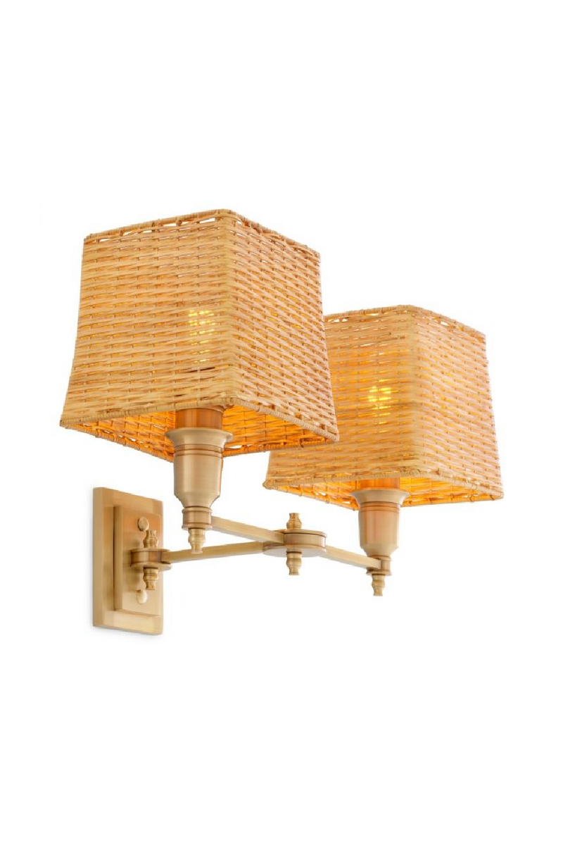 Applique Murale Double Avec Abat-Jour En Rotin | Eichholtz Lexington | OROA.fr