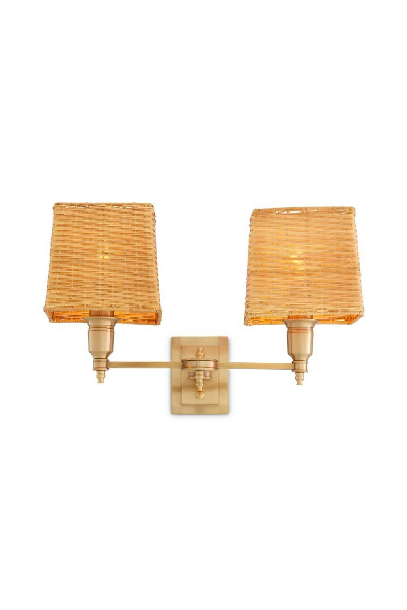 Applique Murale Double Avec Abat-Jour En Rotin | Eichholtz Lexington | OROA.fr