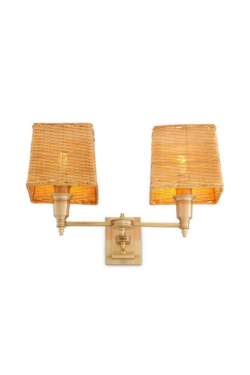 Applique Murale Double Avec Abat-Jour En Rotin | Eichholtz Lexington | OROA.fr