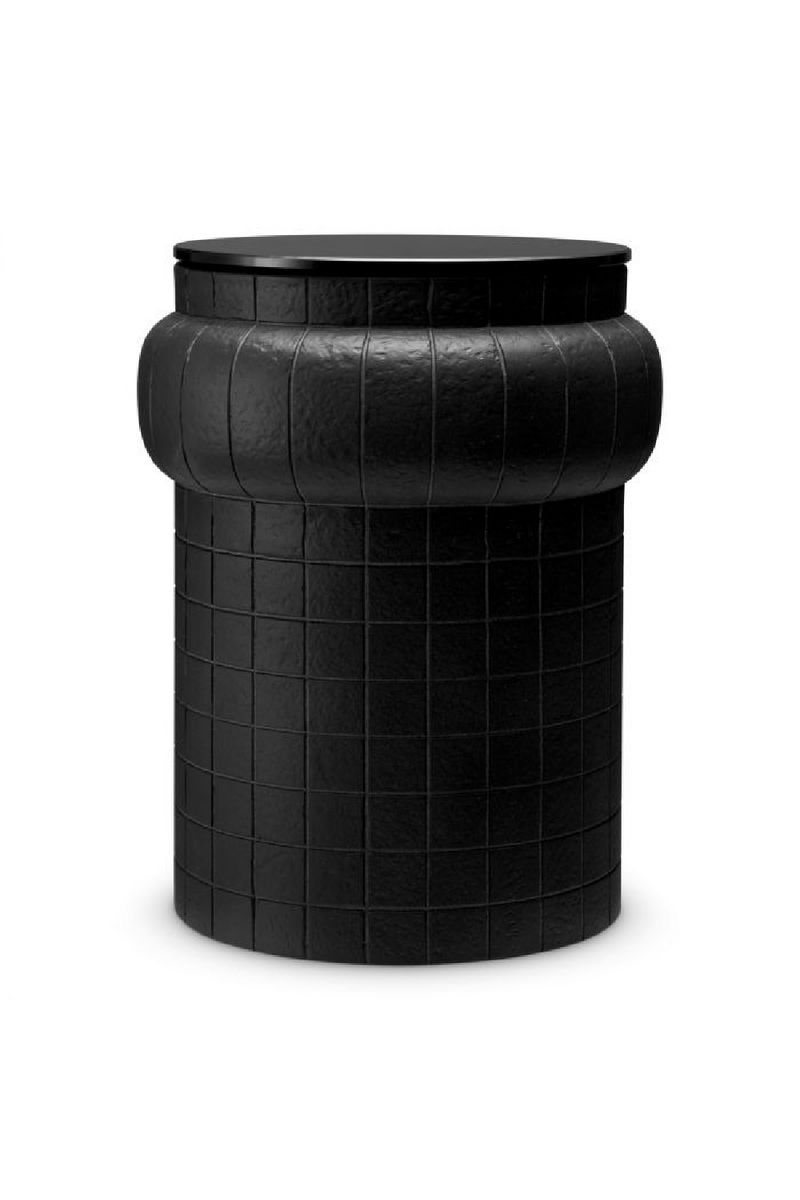 Table D’appoint Ronde En Verre Noir | Eichholtz Tortugo | OROA.fr