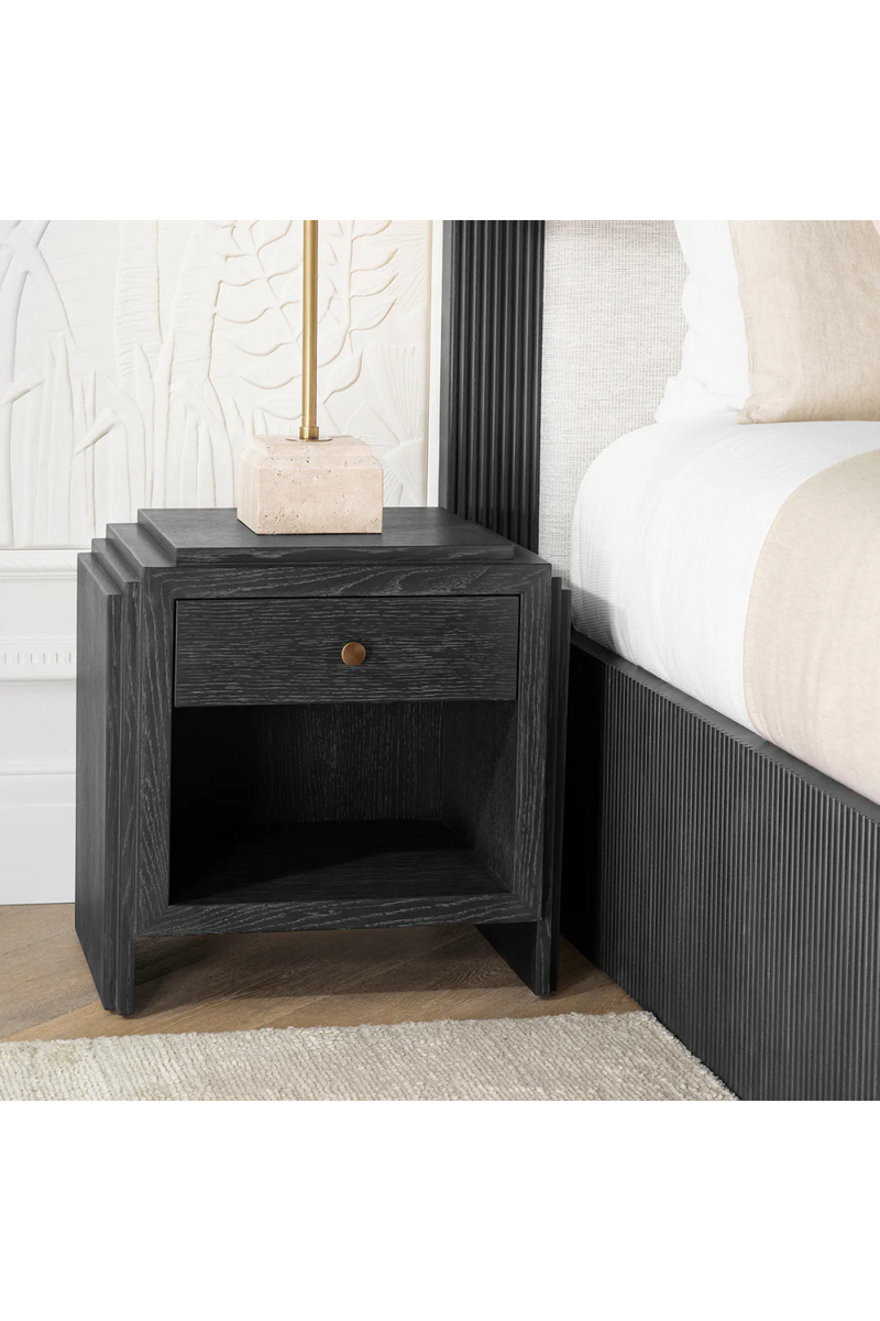 Table de chevet en chene a 1 tiroir | Eichholtz ArtDeco | OROA.fr