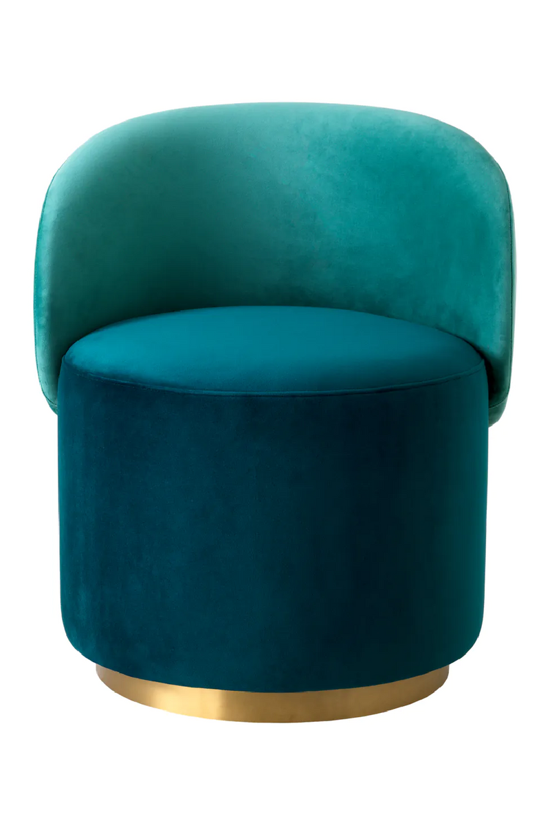 Chaise basse pivotante en velours turquoise | Eichholtz Greer | Meubleluxe.fr