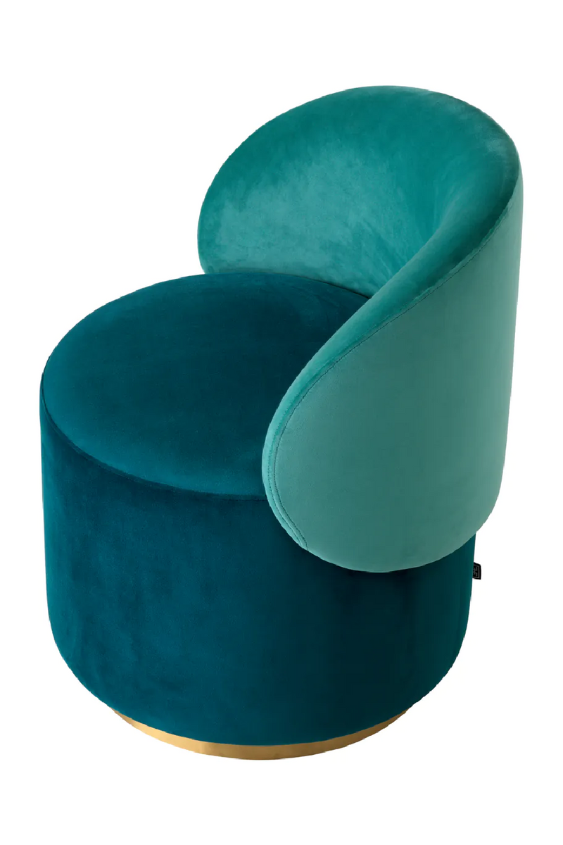 Chaise basse pivotante en velours turquoise | Eichholtz Greer | Meubleluxe.fr