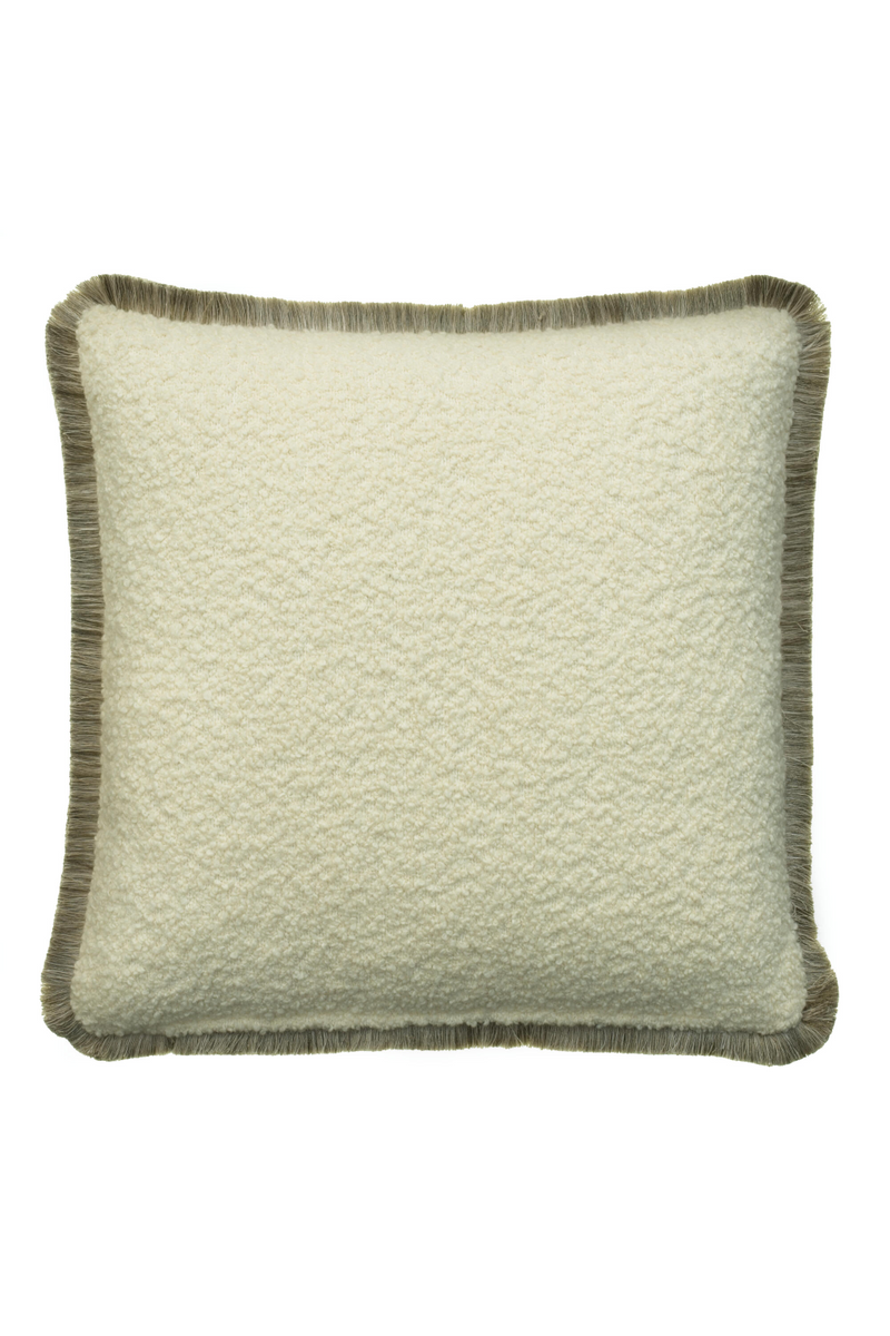 Coussin décoratif à franges bouclé crème | Andrew Martin Fleece | Meubleluxe.fr