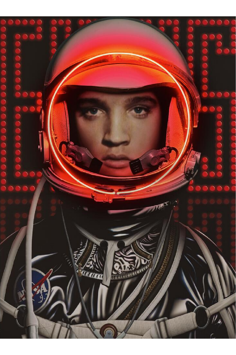 Retro Black Neon Artwork | Andrew Martin Space Man Elvis