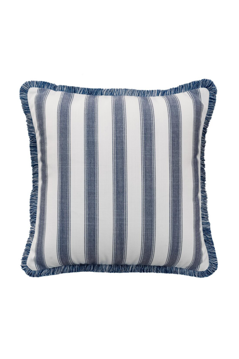 Coussin d'extérieur à rayures bordé de bleu marine | Andrew Martin Tote | OROA.fr