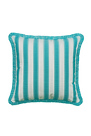 Coussin d'extérieur à rayures bordées de turquoise | Andrew Martin Tote | OROA.fr
