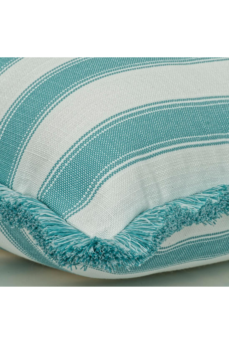 Coussin d'extérieur à rayures bordées de turquoise | Andrew Martin Tote | OROA.fr