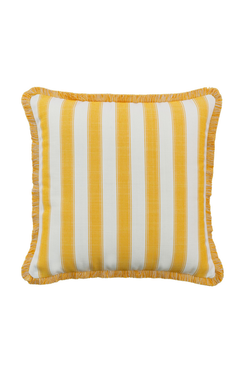 Coussin d'extérieur à rayures bordées de jaune | OROA.fr