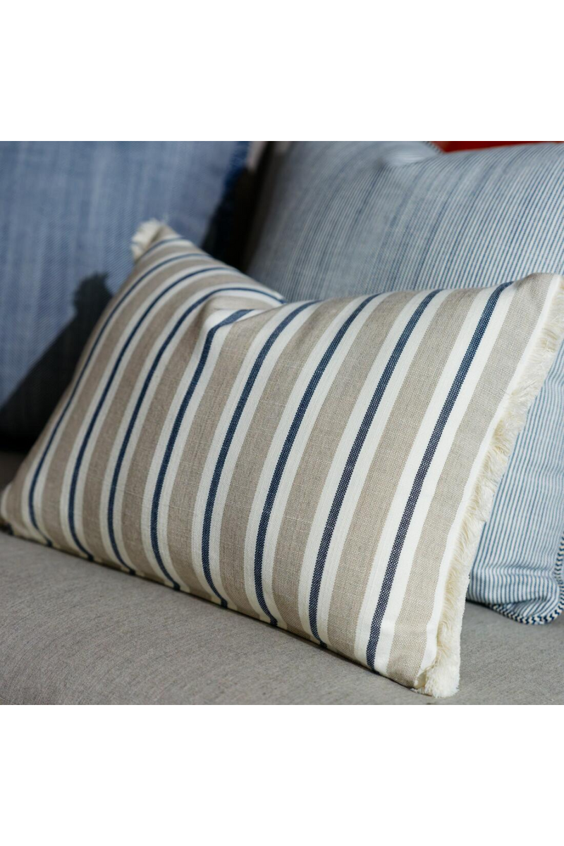 Coussin d'extérieur rayé Marron et Bleu Deckchair | Andrew Martin Coast | OROA.fr