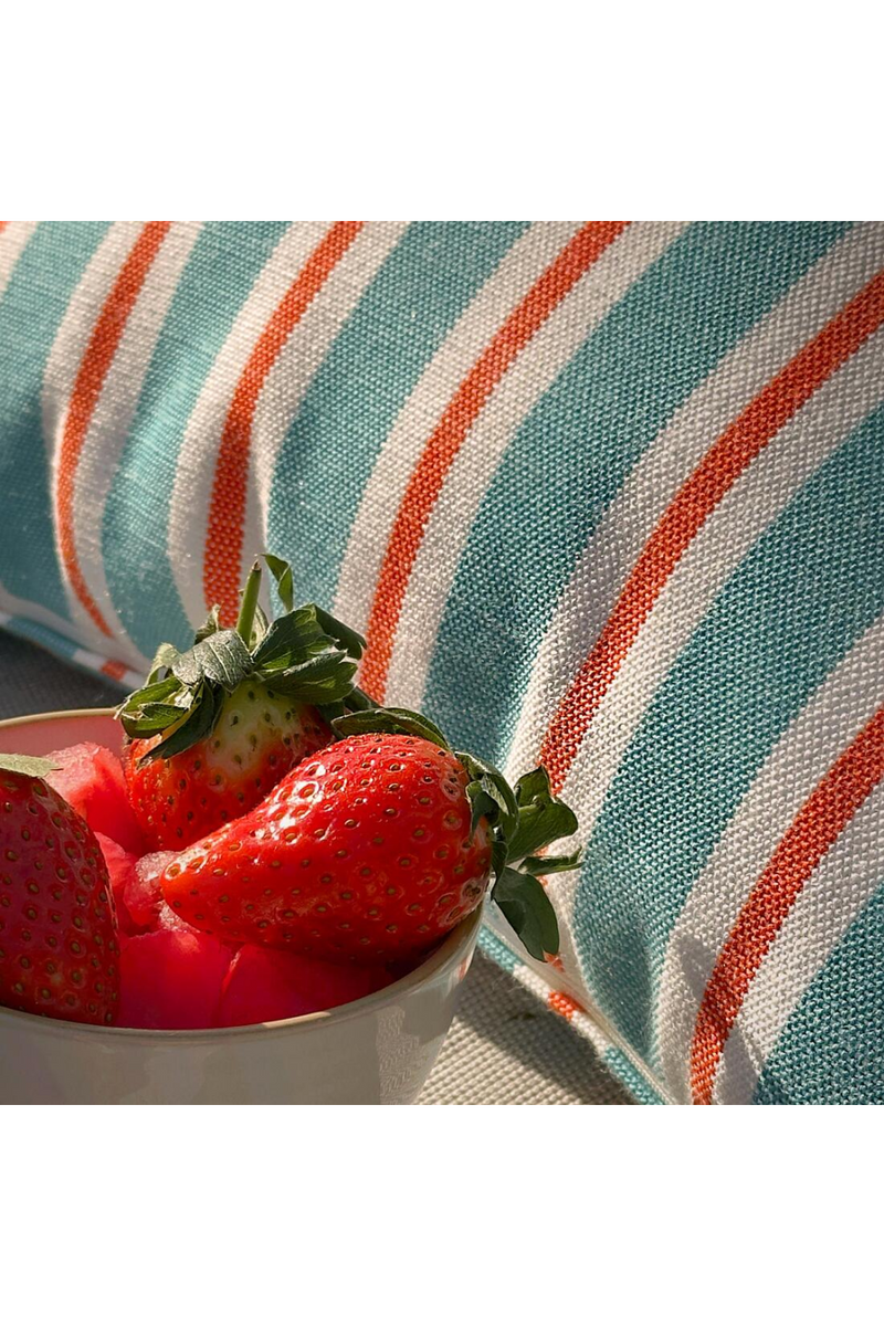 Coussin d'extérieur rayé Bleu et Rouge Deckchair | Andrew Martin Coast | OROA.fr