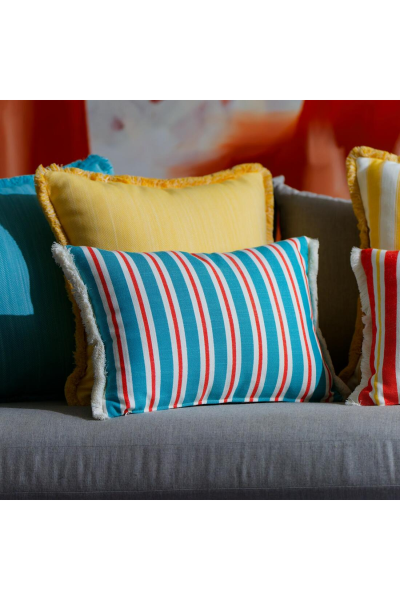 Coussin d'extérieur rayé Bleu et Rouge Deckchair | Andrew Martin Coast | OROA.fr